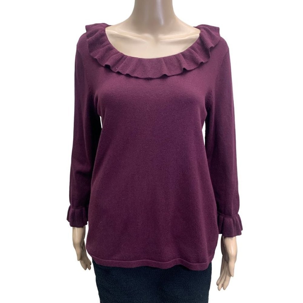 Pendleton Cashmere & Silk Long Sleeve Red Sweater W Ruffles M